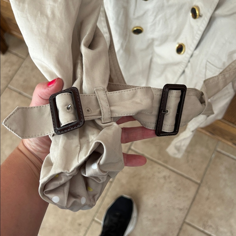 Banana Republic Trench Coat Cream Belted Tortoise Shell Gold Buttons Classic XL - Picture 5 of 7